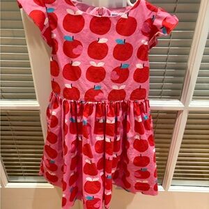 Jacadi Pink and Red Apple Print Kids Dress